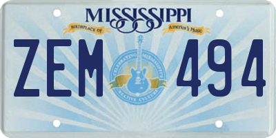 MS license plate ZEM494