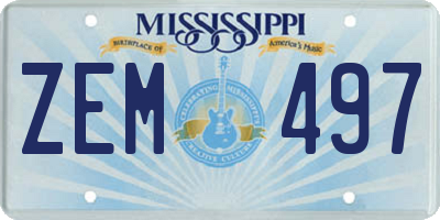 MS license plate ZEM497