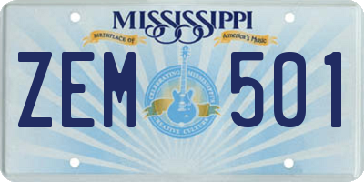 MS license plate ZEM501