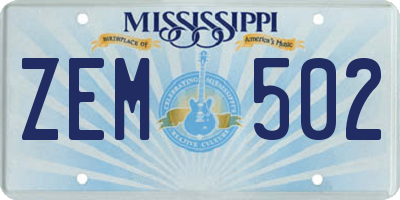 MS license plate ZEM502