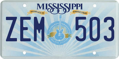 MS license plate ZEM503