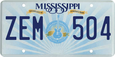 MS license plate ZEM504