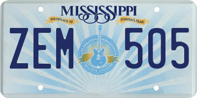 MS license plate ZEM505