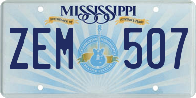 MS license plate ZEM507