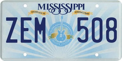MS license plate ZEM508
