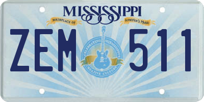MS license plate ZEM511