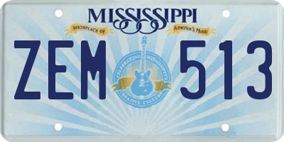 MS license plate ZEM513