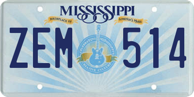 MS license plate ZEM514
