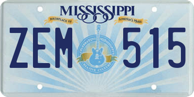 MS license plate ZEM515