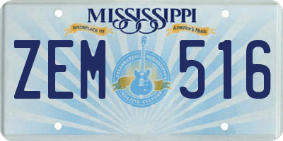 MS license plate ZEM516