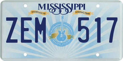 MS license plate ZEM517