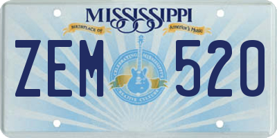 MS license plate ZEM520