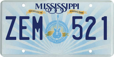 MS license plate ZEM521