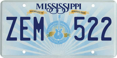 MS license plate ZEM522