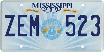 MS license plate ZEM523