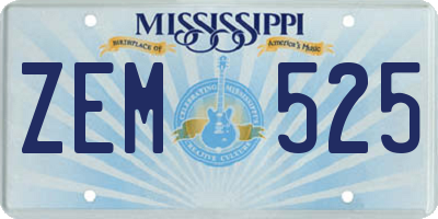 MS license plate ZEM525
