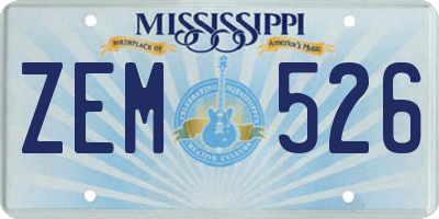 MS license plate ZEM526