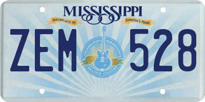 MS license plate ZEM528