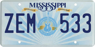 MS license plate ZEM533