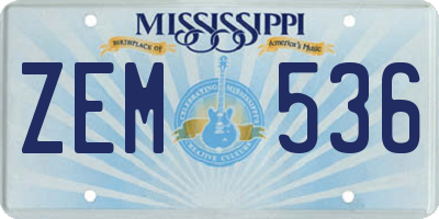 MS license plate ZEM536