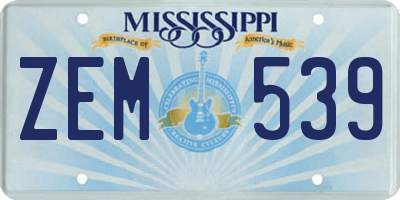 MS license plate ZEM539