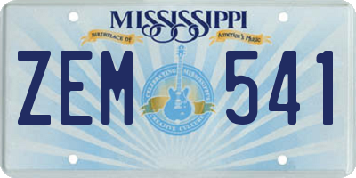 MS license plate ZEM541