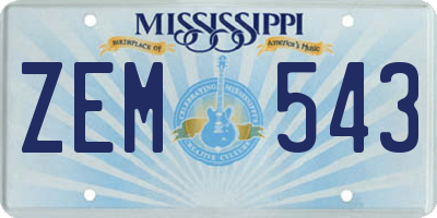 MS license plate ZEM543
