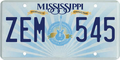 MS license plate ZEM545