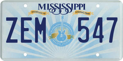 MS license plate ZEM547