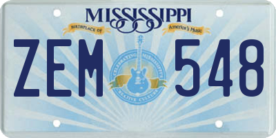 MS license plate ZEM548