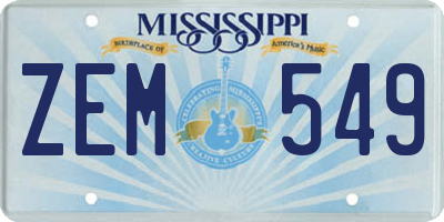 MS license plate ZEM549