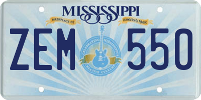 MS license plate ZEM550