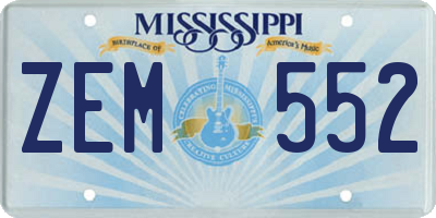 MS license plate ZEM552