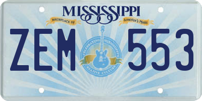MS license plate ZEM553