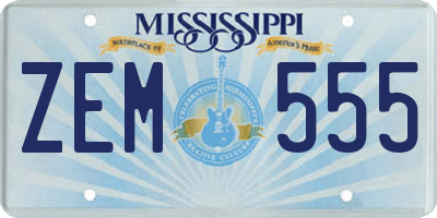 MS license plate ZEM555