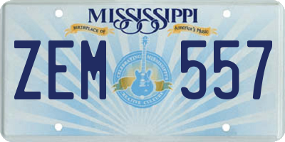 MS license plate ZEM557