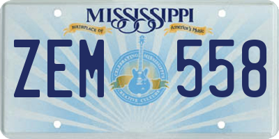 MS license plate ZEM558
