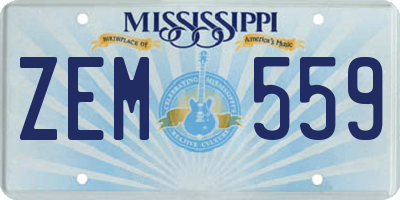 MS license plate ZEM559