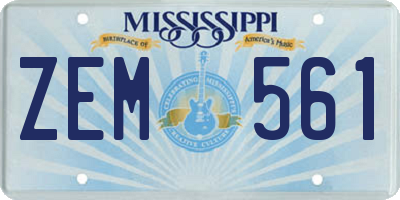 MS license plate ZEM561