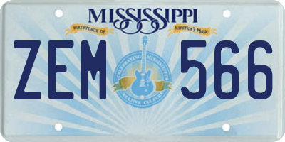 MS license plate ZEM566