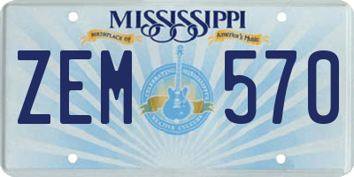 MS license plate ZEM570