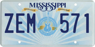 MS license plate ZEM571