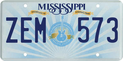 MS license plate ZEM573