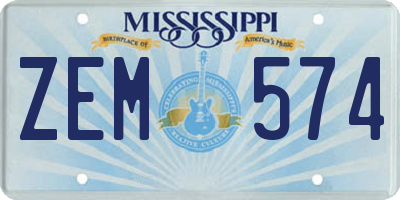 MS license plate ZEM574