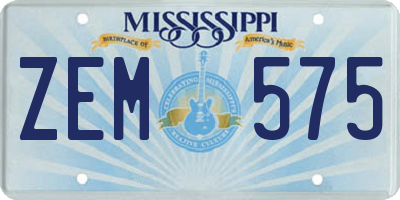 MS license plate ZEM575