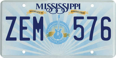 MS license plate ZEM576
