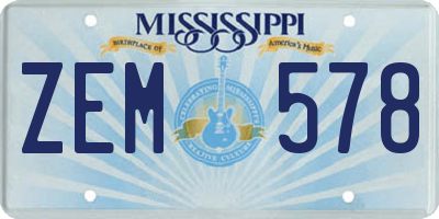 MS license plate ZEM578