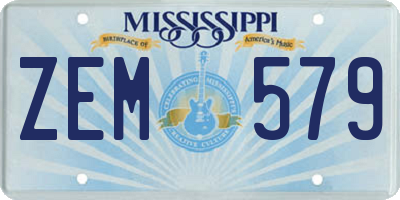 MS license plate ZEM579
