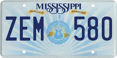MS license plate ZEM580