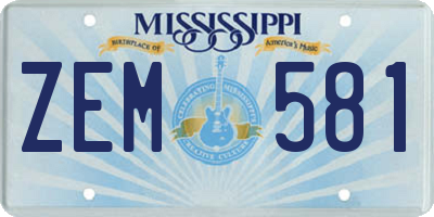 MS license plate ZEM581